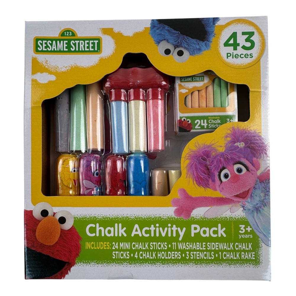 Sesame Street‎ Kid Toddler Chalk Activity Pack Multicolor 43 Pieces Outdoor Fun